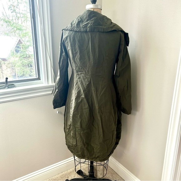 Eileen Fisher Women’s Bubble Hem Surplus Green Trench Coat Jacket XS - Picture 6 of 14